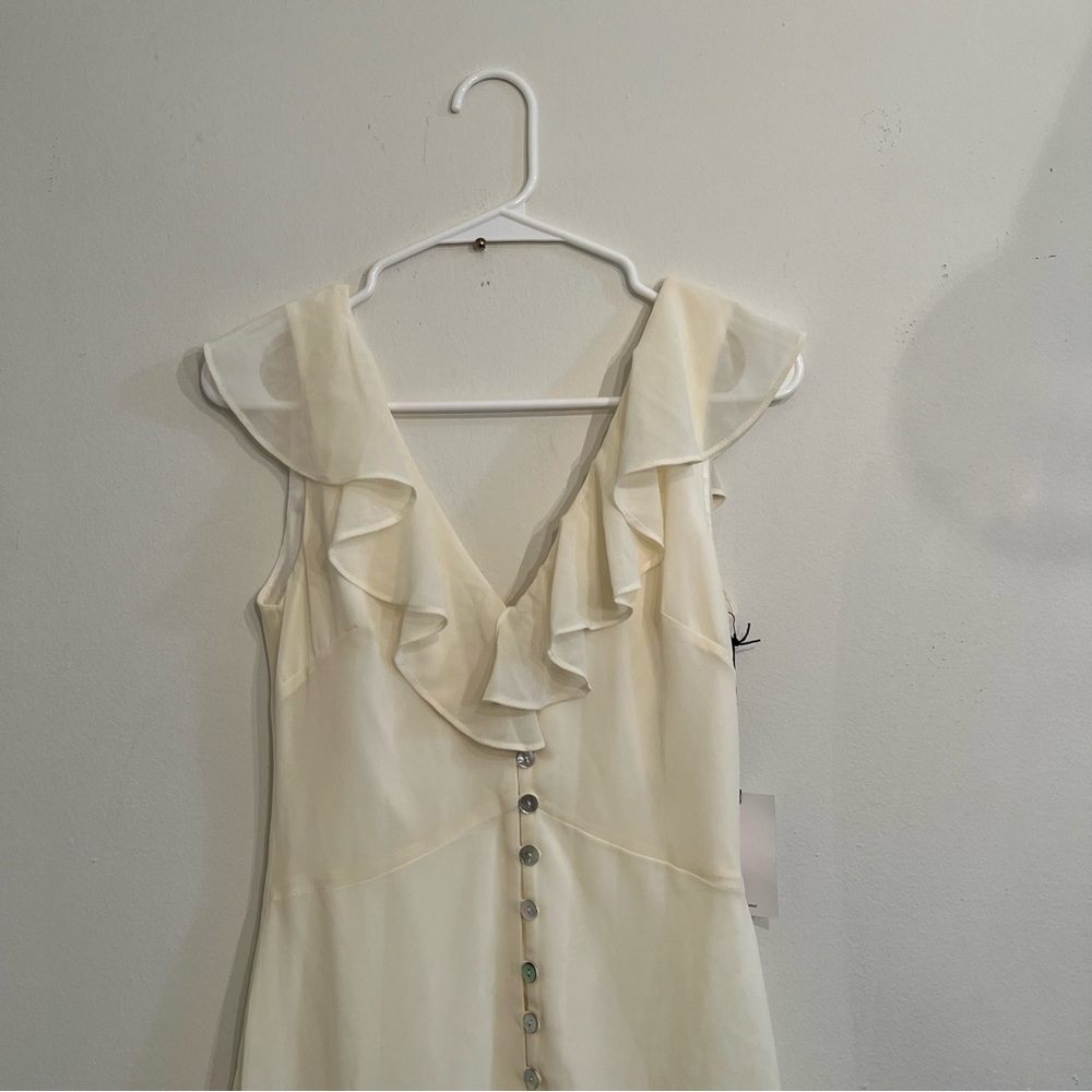LPA White Ruffle-Trim Button Front Dress - Picture 3 of 6